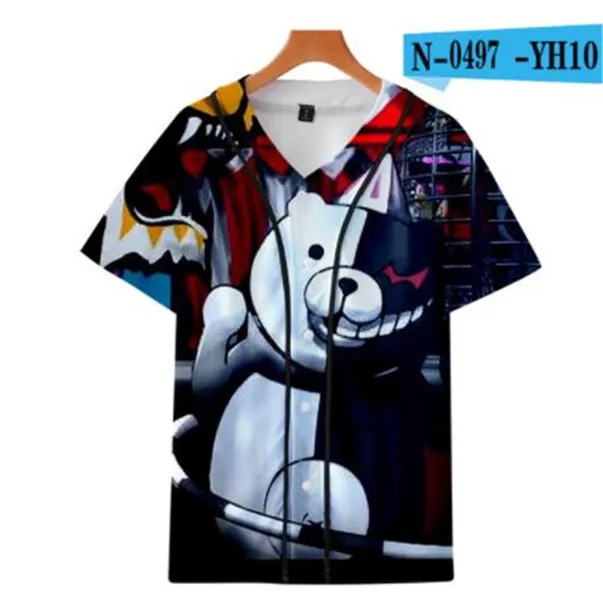 Custom Man Baseball Jersey Buttons Homme T-shirts 3D Gedrukt Overhemd Streetwear Tees Shirts Heup Hop Kleding Voor- En Achterafdruk Goed 058