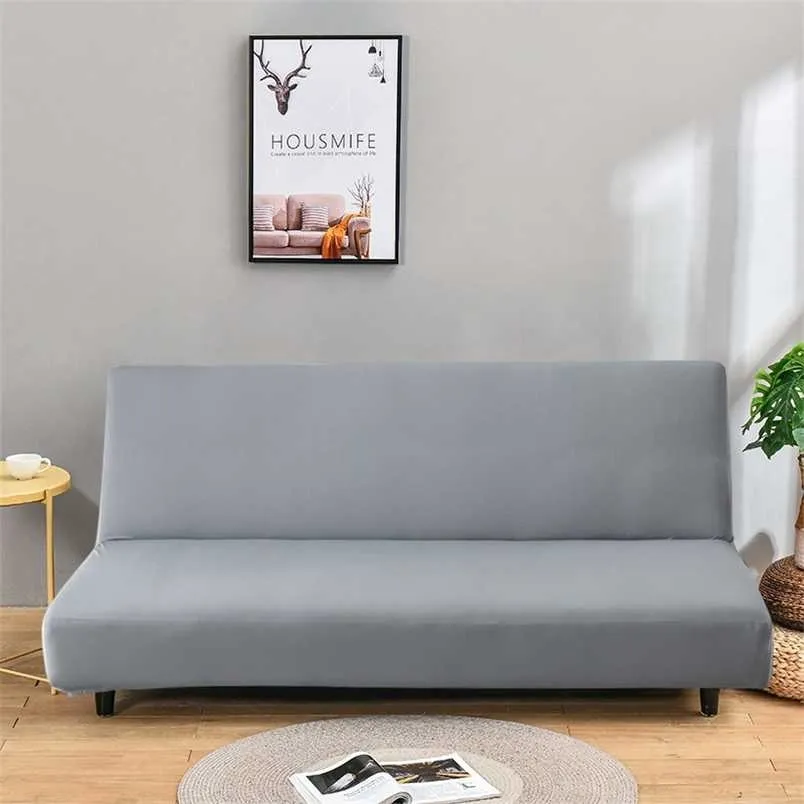 Solid Color Sofa Bed Cover All-inclusive Folding s for Living Roon Tight Wrap Couch Without Armrest funda sofa 211207