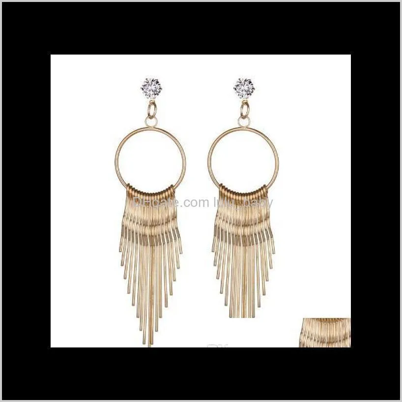 & Chandelier Gorgeous Womens Gold/Sier Tone Cz Crystal Hanging Gift Jewelry For Her Tassel Dangle Earrings Drop Delivery 2021 Q9Svw