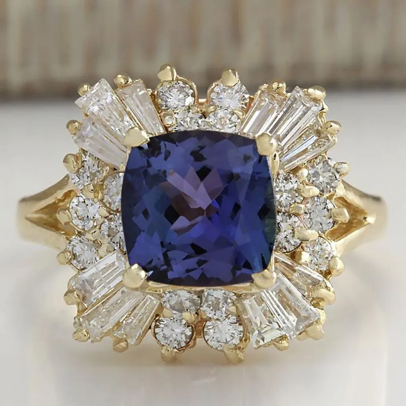 Fedi nuziali Fashion Square Blue Stone Ring Charm Female CZ Jewelry For Women Promise Engagement Accessori da donna Regali