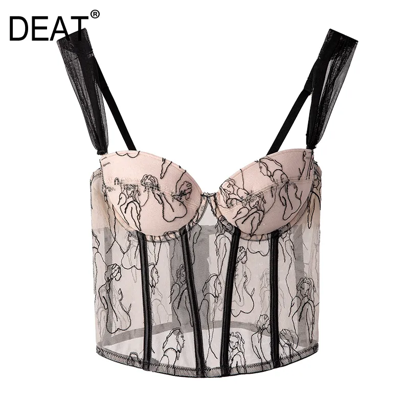 sexy straps lace printed mesh zippers backless bra spring and summer outfits fashion tide WP17512L 210421