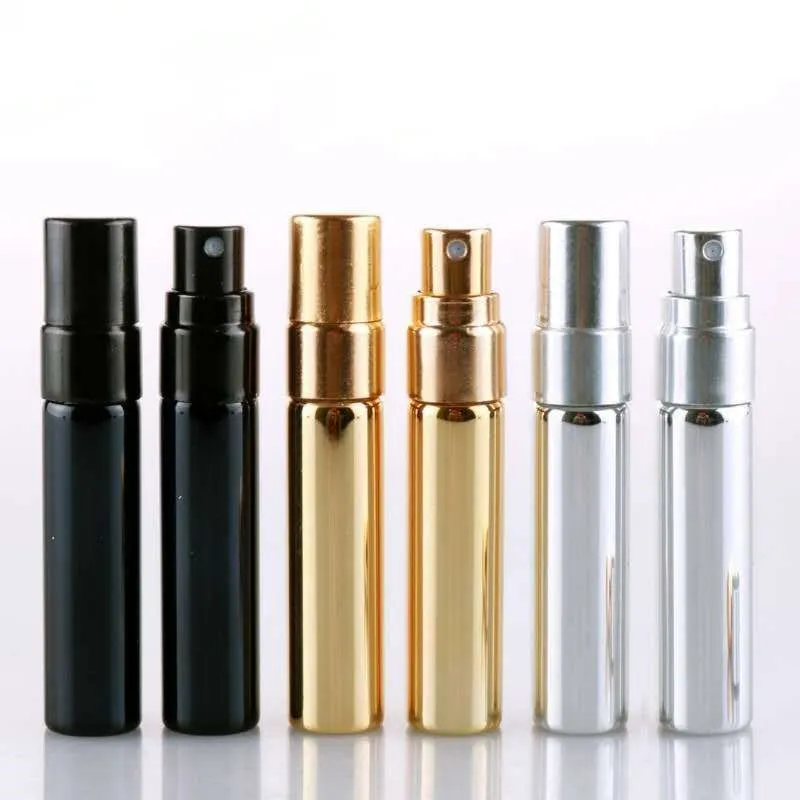 5ml UV Gold Silver Black Perfume Atomizer Empty Travel Bottle Parfum Women Pocket Spray Refillable Glass Bottles High quality DH5878
