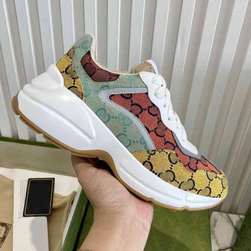 Designer Rhyton Shoes Multicolor Sneakers Men Women Trainers Vintage Chaussures Platform Sneaker Strawberry Mouse Mouth Shoe With Box