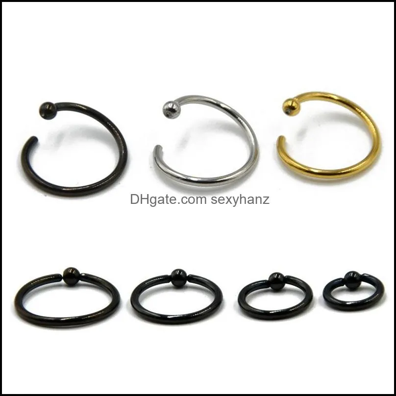 Other CHUANCI 2 PC/Lot Steel Captive Bead Ring Ear Hoop Nose Loop Tragus Cartilalge Piercing Earring Jewelry