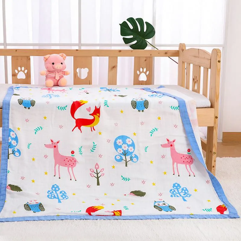 Infabt Quilts Four-layer Bath Towels Printing Cartoon Baby Blanket Children Towel Quilt Animal Swaddle Newborn Bathroom Robes Soft Blankets WMQ1120