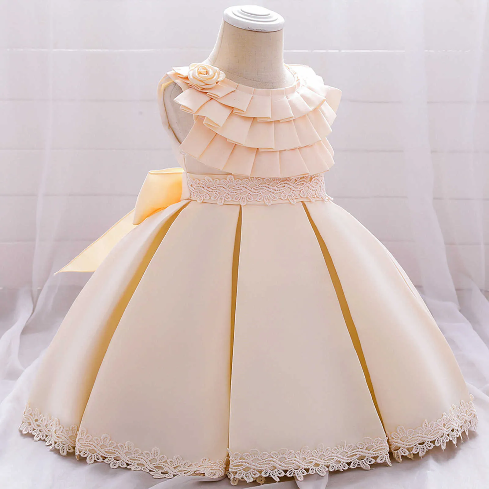 Girl's Birthday Party Wedding Dress Summer Dress Kids Girls Ruffled Princess Bridesmaid Pageant Gown Children Dresses jurken Q0716