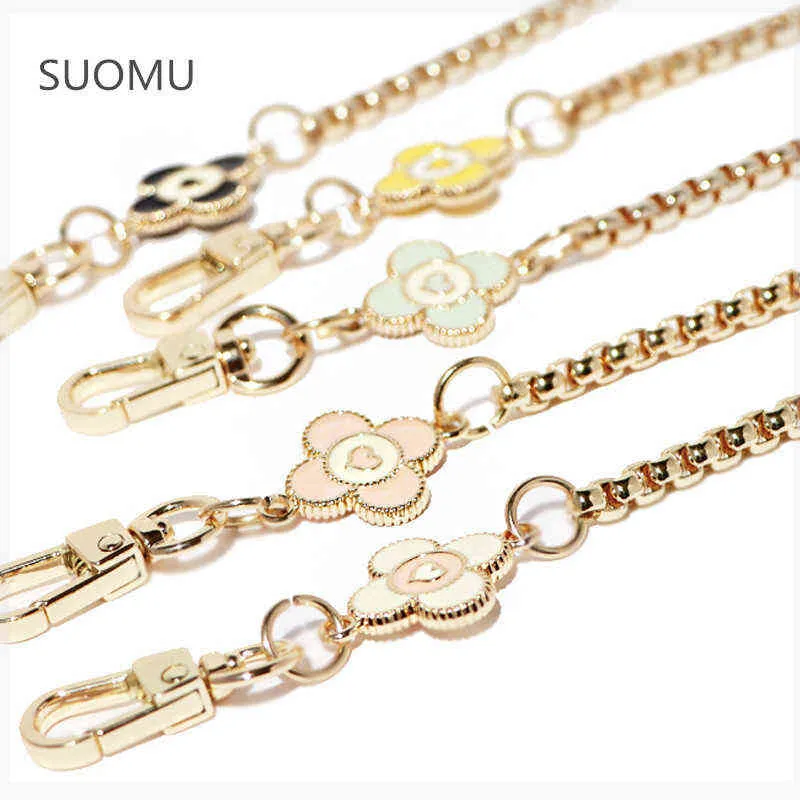 Designer flower chain strap gold metal chain for handbag bag purse parts replacement Accessories Hardware high quality 211213