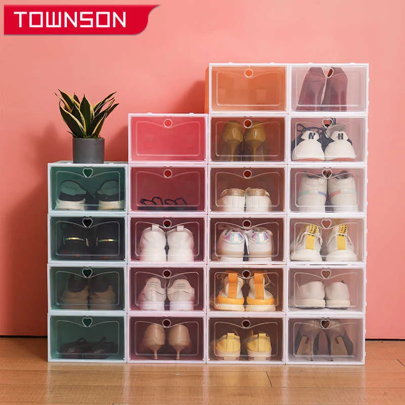 Большая прозрачная обувная коробка для хранения обуви стойки для хранения стопорных шкафов S пылезащитный организация 210609