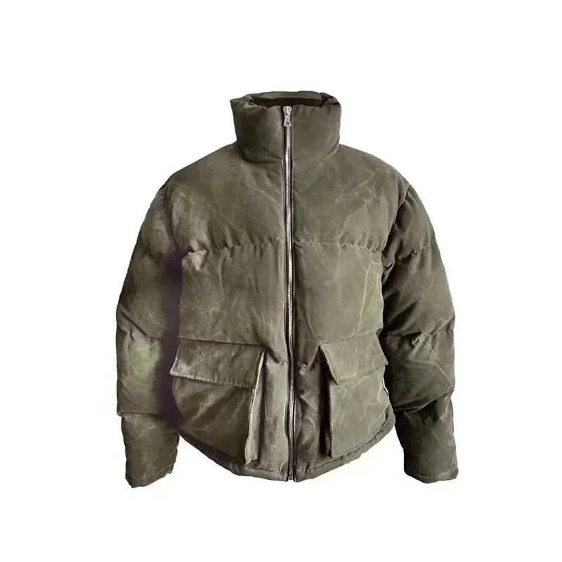 Piumino da uomo Askyurself con utensili lavato e usato da strada in tessuto militare casual sciolto piumino di cotone giacca calda cappotto da pane