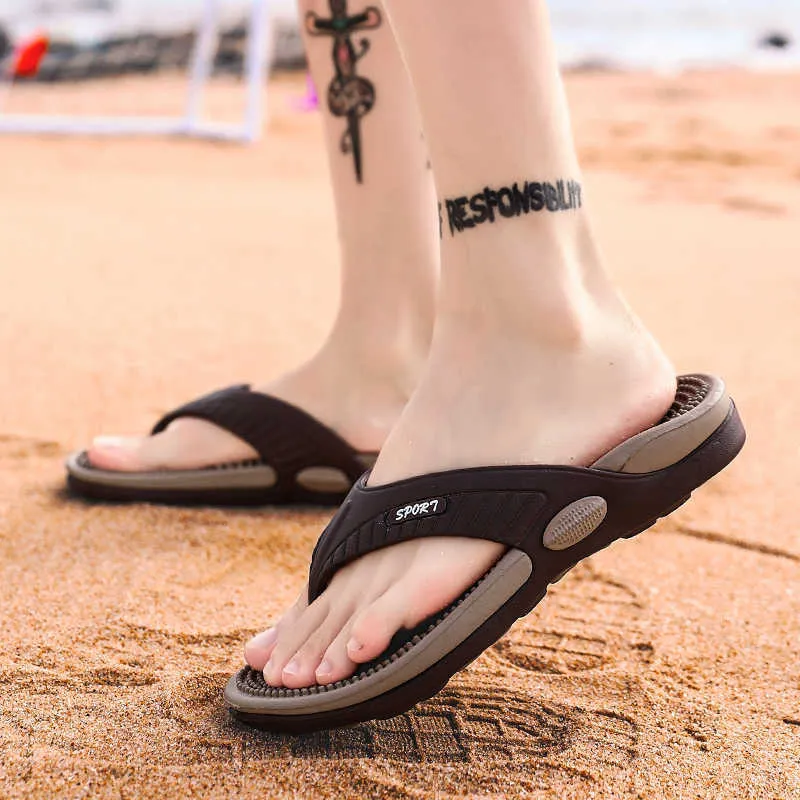 Comfortable Mens Beach Flip Flops Summer Massage Sandals Ochi Beach Resort For Casual Wear Fashionable Footwear 210621 From Pu06 4.48 In Bulk DHgate.Com