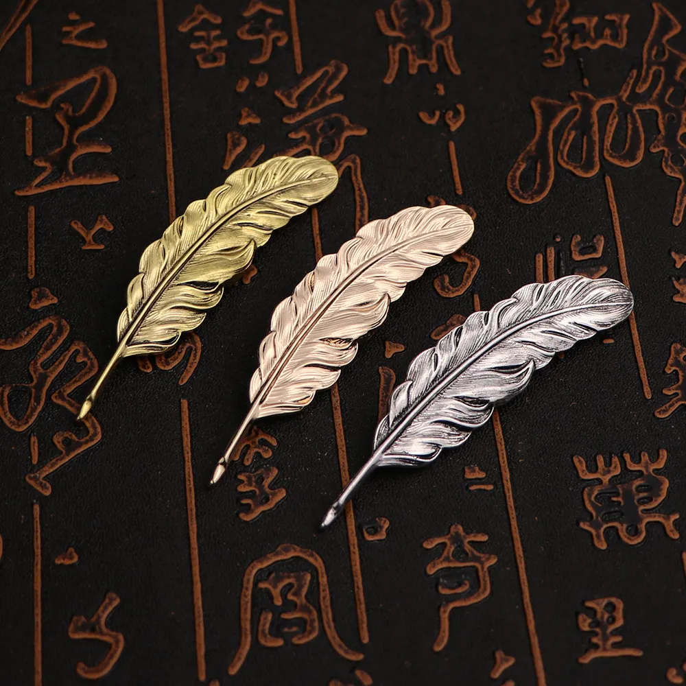 Metalowy liść ze stopu broszka pióro pinki antyczne srebrny pozłacane garnitur akcesoria kobieta mężczyźni lapel pin broszki biżuteria prezenty
