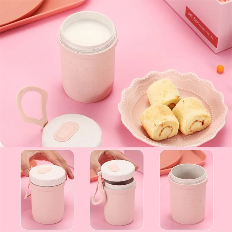 Tasse de lait de vache portable Soupe Petit-déjeuner avec couvercle Scellé Four à micro-ondes Chauffage Congee chaud 210423
