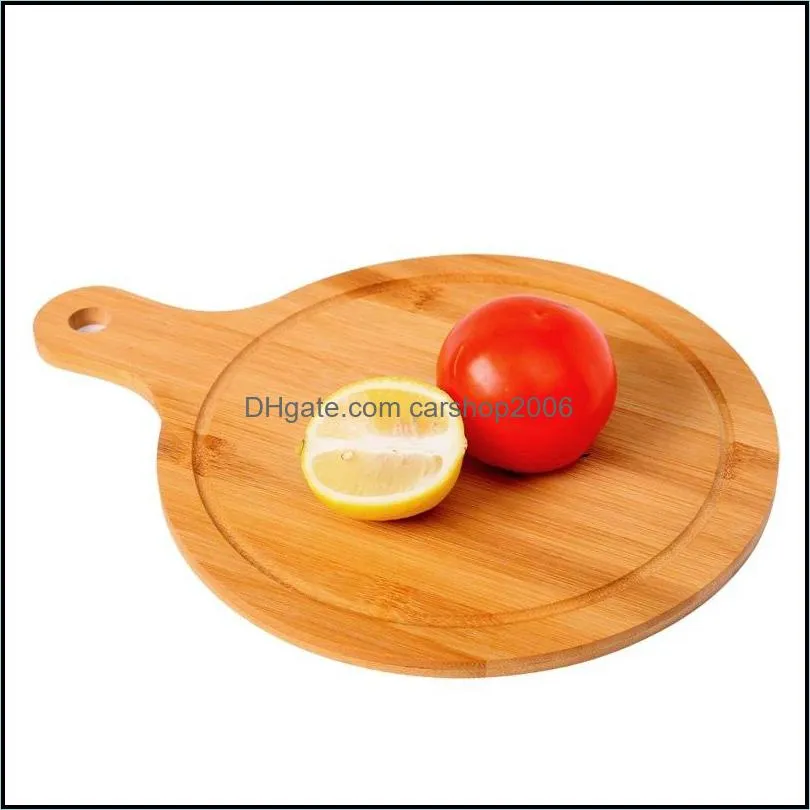 Wholesale Multifunction Kitchen Bamboo Cutting Board Large Food Plate 3 Size Bamboo Pizza Trays Home Baking Hand Pizza Trays D1294