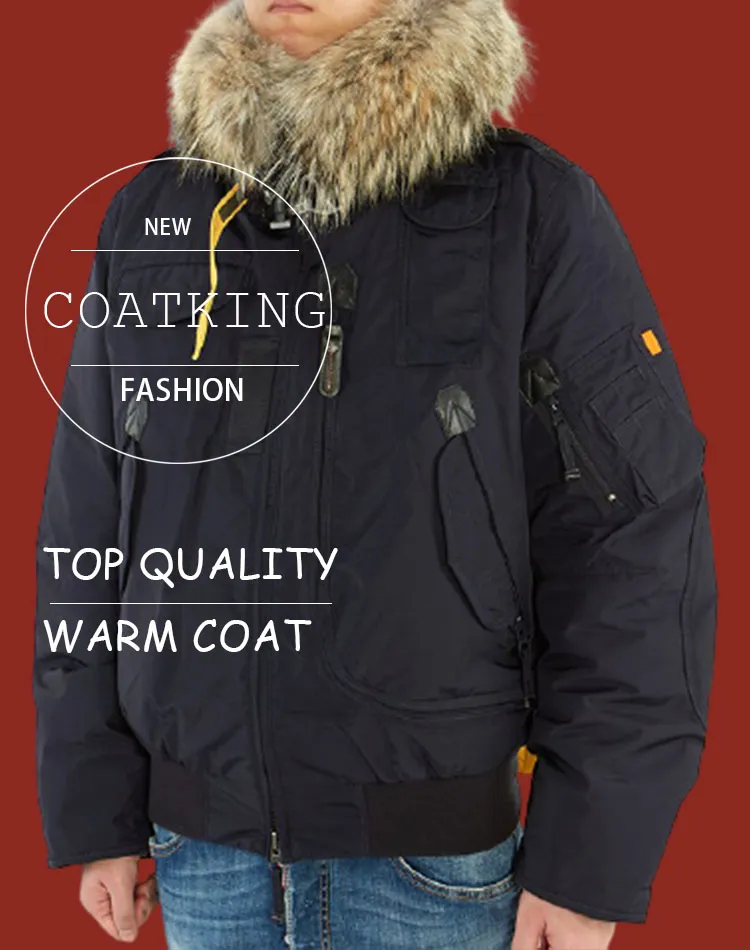 Top Quality New Mens Fashion PJS Parka Waterproof Windproof Advanced Fabric Thick Down With Real