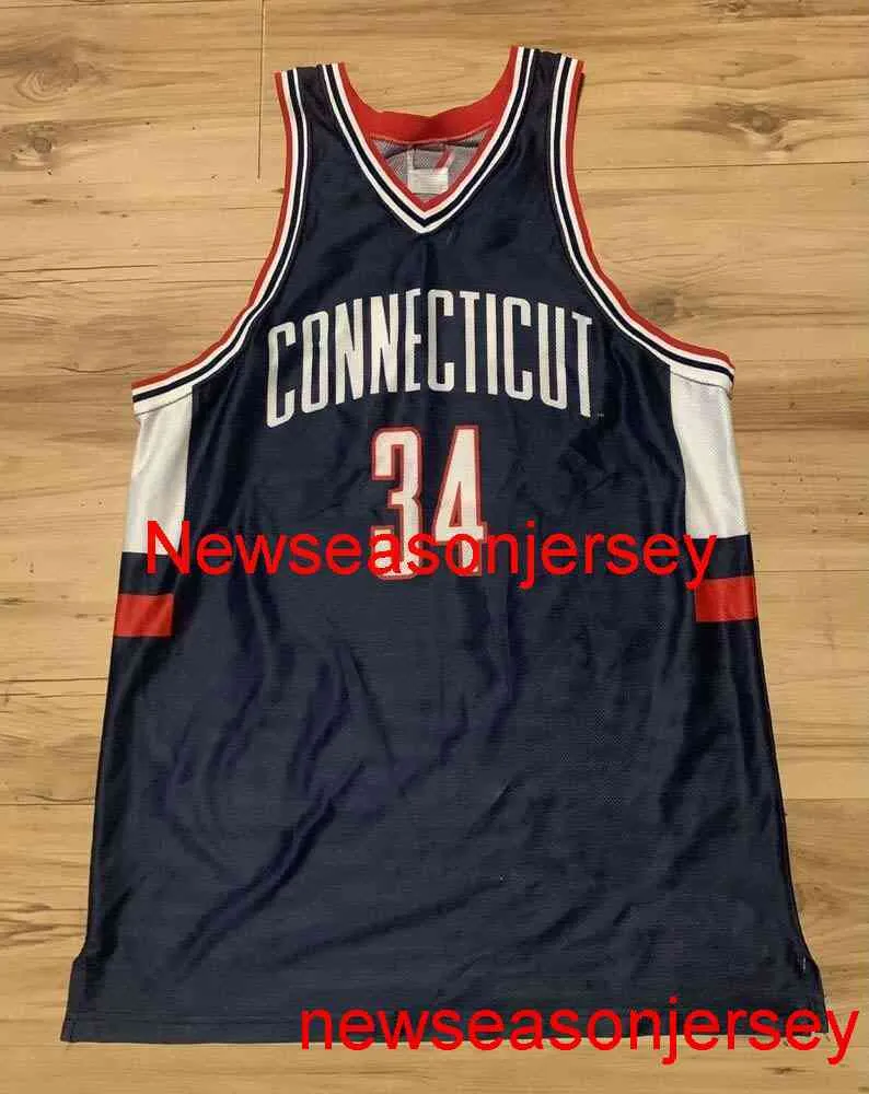 Zszyty vintage Connecticut Huskies Uconn Ray Allen Jersey Blue Hafdery Jersey Rozmiar XS-6xl Niestandardowe koszulki do koszykówki