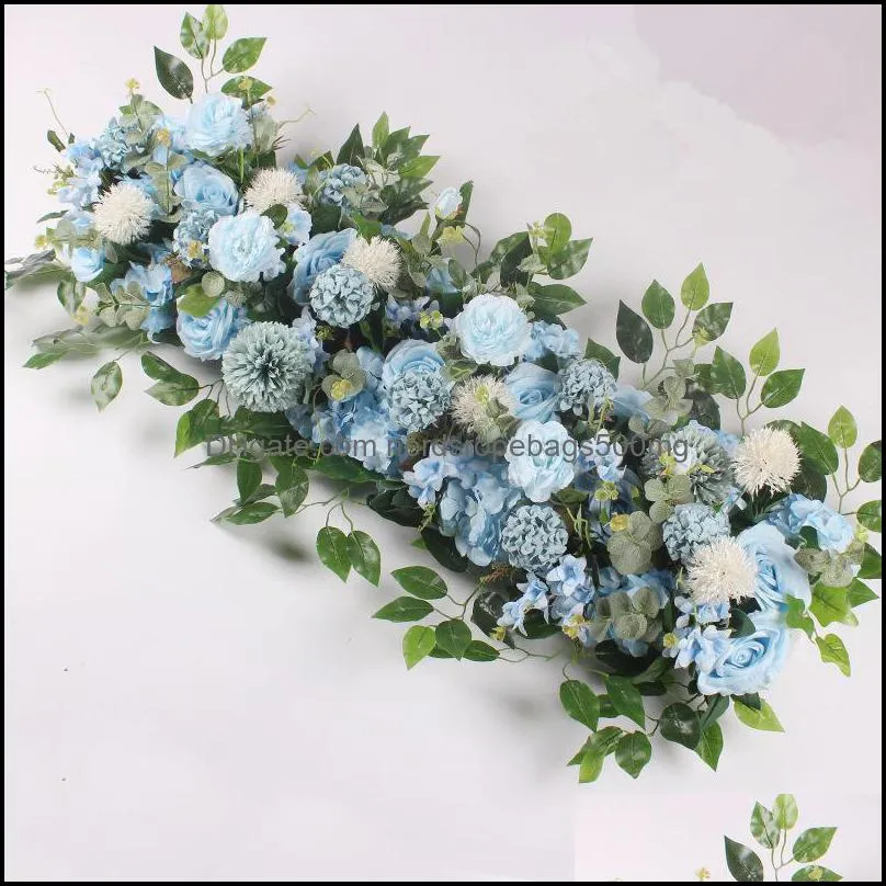 Decorative Flowers 100CM DIY Wedding Flower Wall Arrangement Supplies Silk Peonies Rose Artificial Row Decor Iron Arch Backdrop