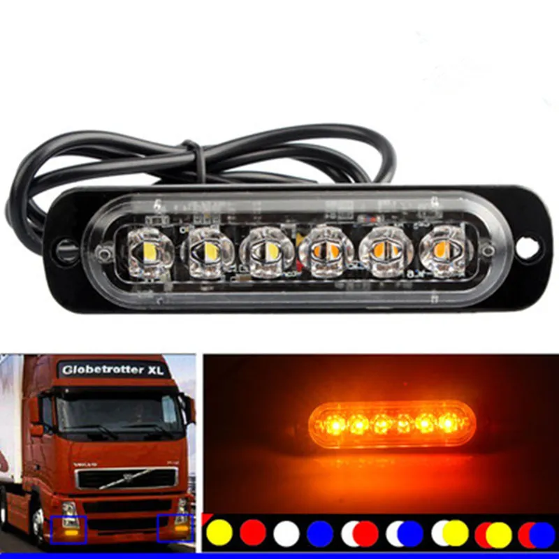 6 LED Flash Acil Durum Uyarı Işığı Araba Otomatik Kamyon SUV Motosiklet Yan 18 Flaş Modları Yanıp Sönen Işık 12V-24V Parlak Lamba