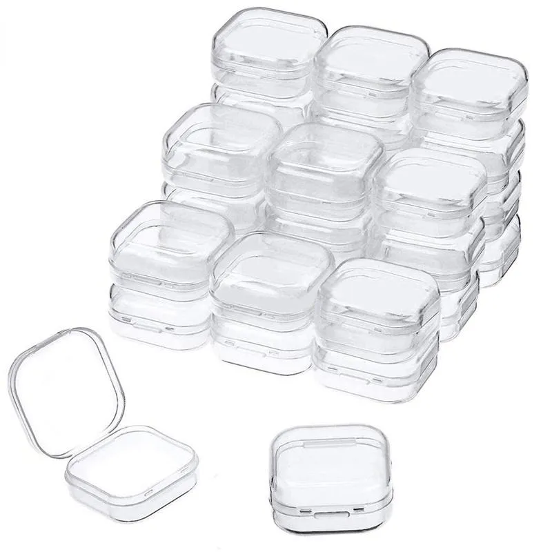 Sacchetti per gioielli, borse 1-20 pezzi piccole scatole scatola di plastica trasparente quadrata custodia di stoccaggio contenitore di finitura per orecchini