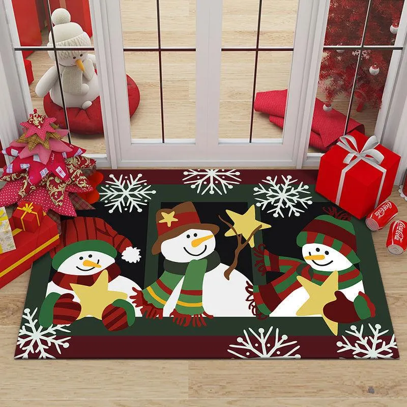 Carpets Christmas Home Non-slip Doormat Decoration Gift Bedroom Bedside Mat Cartoon Tree Foot Carpet