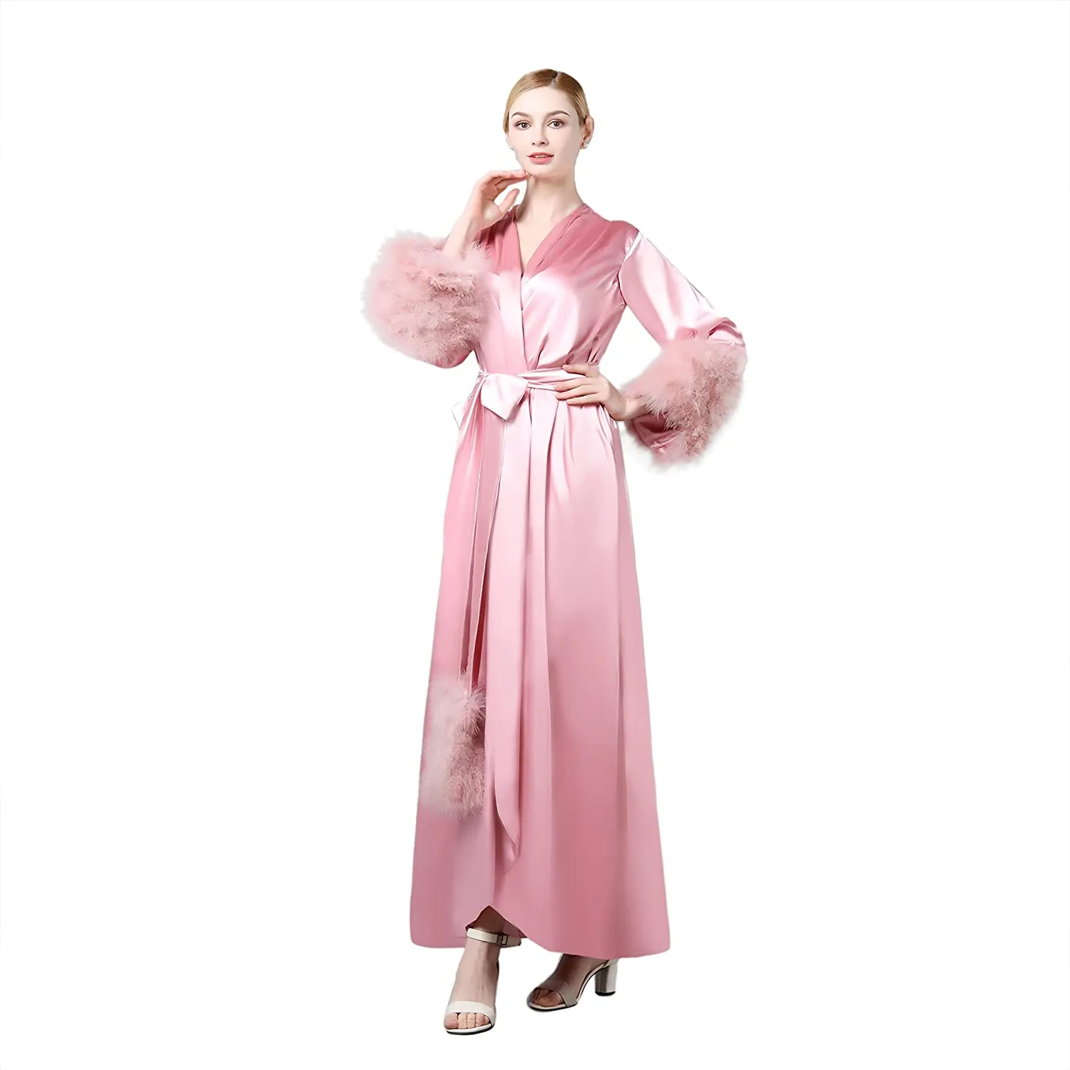 Save Big on Bulk Photo Robe Pregnancy Gown For Photoshoot Custom Made Silk  Satin Fur Trim Robe, Maternity Gowns For Pictures, Long Sleeve Pajamas