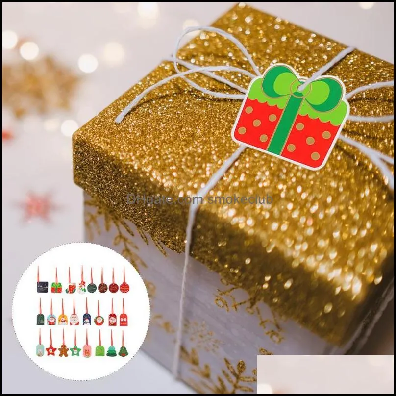 グリーティングイベントお祝い用品ガーデグリーティングカード24ピースホームクリスマスパーティークリスマス装飾ギフトタグDIYツリーペンダントドロップデリバリー2021 ZJ