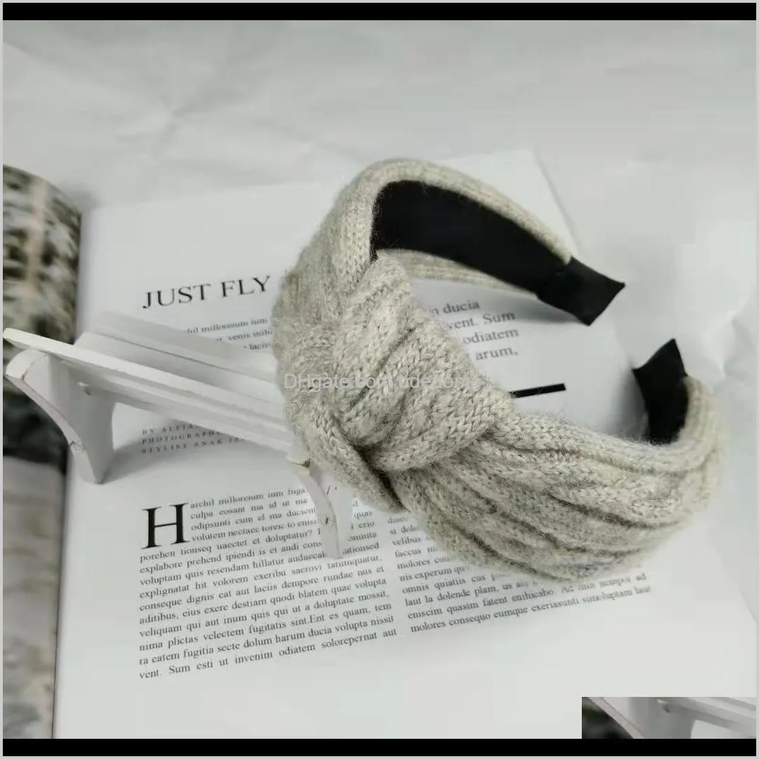 knitted knotted headband korean headband retro high-end twist-shaped woolen thread headwear hairpin simple broad-brim hair accessories