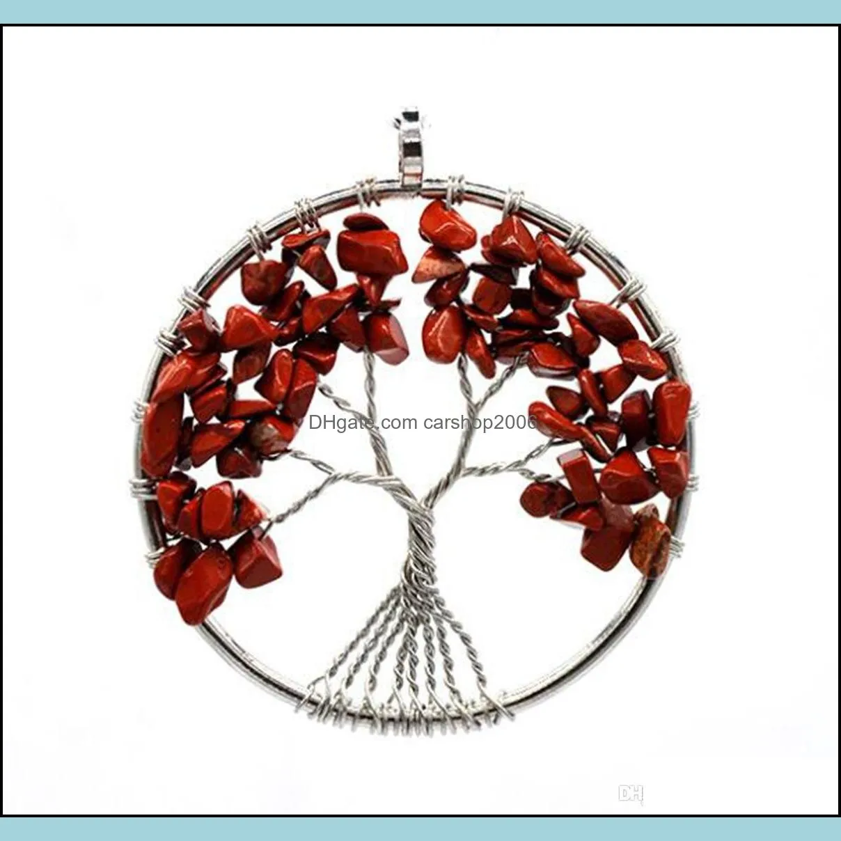 Tree of Life Necklace 7 Chakra Stone Beads Natural Amethyst Sterling-silver-jewelry Chain Choker Pendant Necklaces for Women Gift