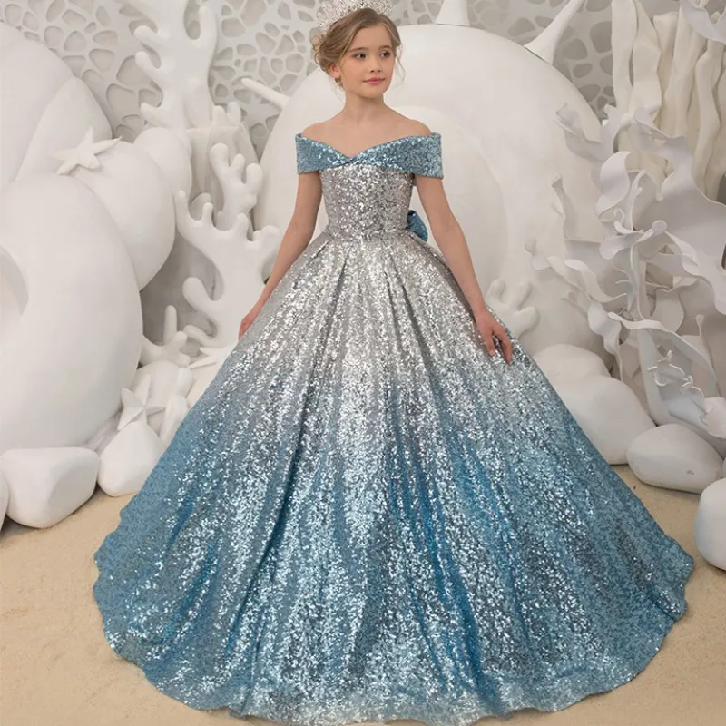 Save Big on Bulk Silver Sequin Party Dresses Sequin Ball Gowns, Silver  Sequin Girls' Pageant Dress: Off Shoulder Ruched Flower Girl Ball Gown  Party