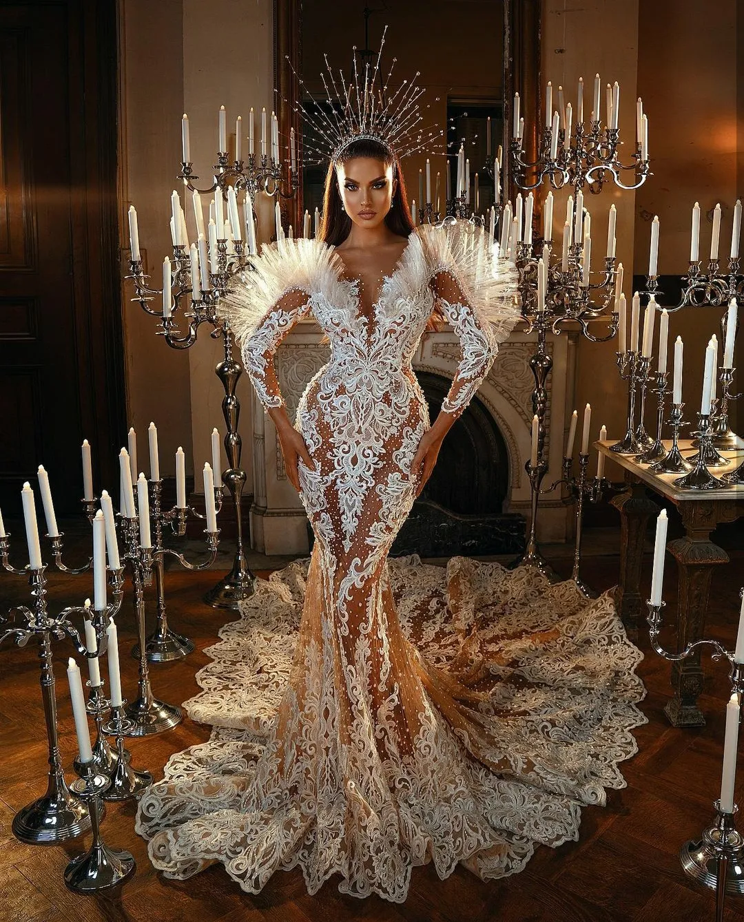 Deep V Neck Lace Wedding Dress with Beaded Applique, Capped Long Sleeves, Tulle Sweep Train Bridal Gown from Dhgate Mermaid Wedding Dresses - price 316.99 Deep V Neck Lace Wedding Dress with Beaded Applique, Capped Long Sleeves, Tulle Sweep Train Bridal Gown from Dhgate Mermaid Wedding Dresses - price 316.99