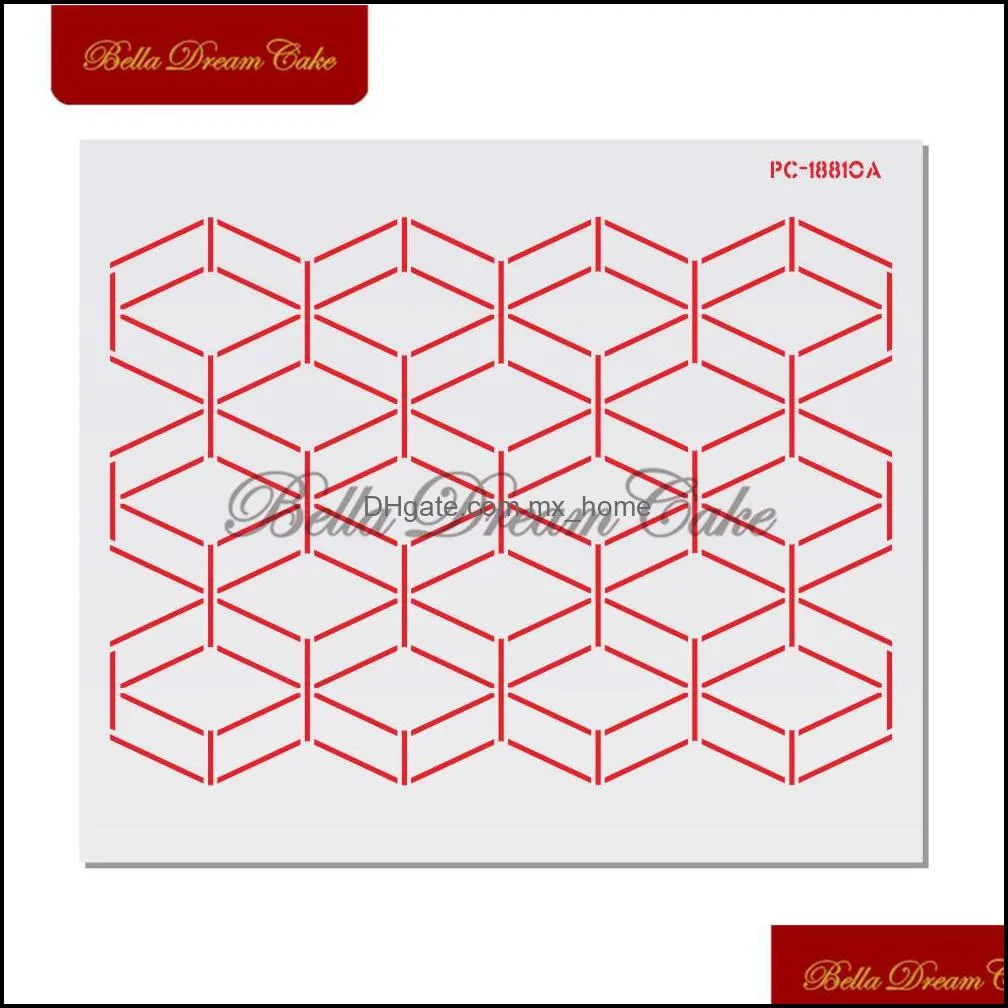 Cake tools Geometric Ruin Cartridge Stencil Plastic Edge Pie Boder Stencils Template Diy Drawing Mold Decoration Tool Backshapes 0713