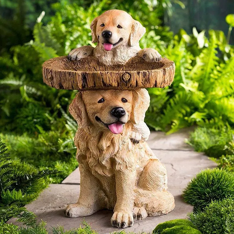 Other Bird Supplies Garden Birds Bath Dog Birdfeeder Resin Landscape Cute Statue For Yard Decorations Deco Jardin Exterieur Animaux