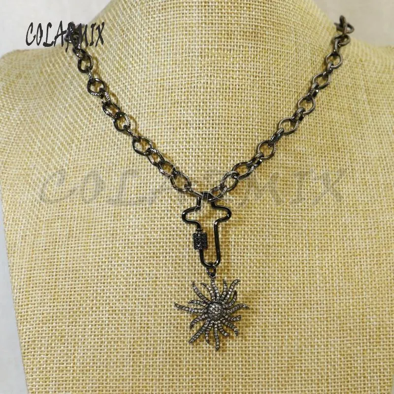 Pendanthalsband 2st Black Gun Pave Zircon Necklace 24''long Cross Wholesale Jewelry Chain 5837