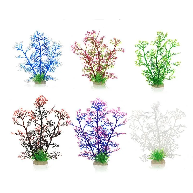 Décorations 5 pièces plantes d'aquarium, fleurs d'herbe, ornements d'eau, décoration d'aménagement paysager, Simulation de plante aquatique