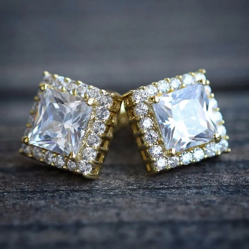 Stud Hyperbole Square vormige oorbellen voor vrouwen luxe bruiloft accessoires Princess Cut CZ mode gecontracteerde sieraden