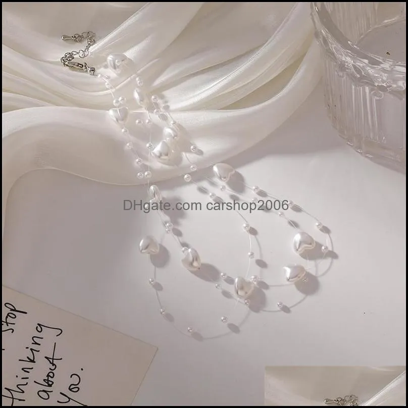 Chains Multi-Layered Love Pearl Choker Necklace Female 2021 Clavicle Chain Niche Design Jewelry For Woman Trend
