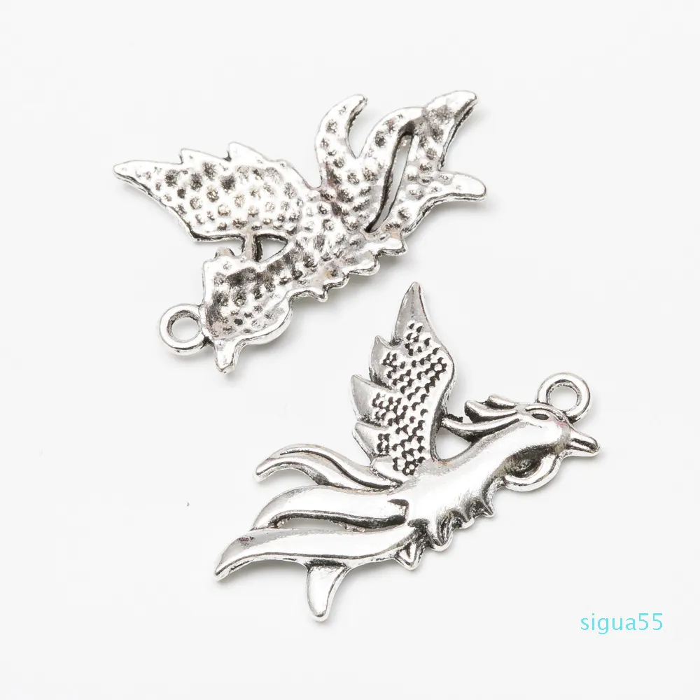 50 sztuk Charms Phoenix 22x35x2mm Antyczne Silver Vintage Bronze Wisiorek Stop Moda Metalowa Biżuteria Akcesoria Mosiądz Miedź DIY Biżuteria