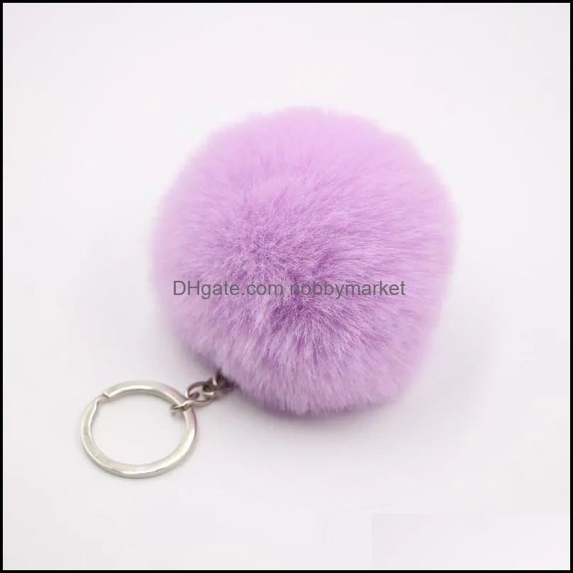 Charms 40 Colors Fluffy Fur Pom Keychain Soft Faux Fur-like Ball Car Keyring Key Holder Women Bag Pendant Jewelry