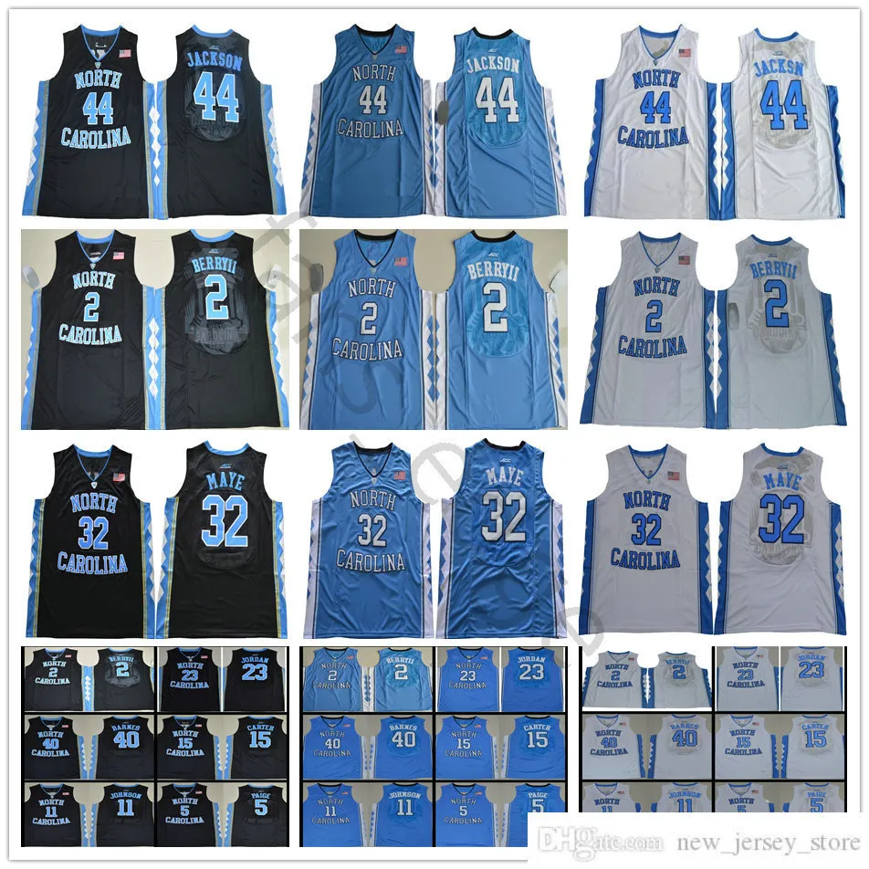 Custom XS-6xl NCAA North Carolina Tar Heels 32 Luke Maye 2 Joel Berry 40 Barnes 5 Paige 15 Carter 44 Justin Jackson College Basketball Jerseys