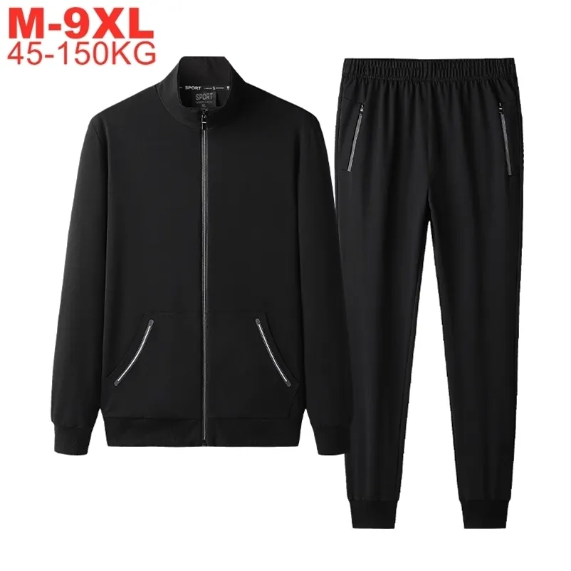 Autumn Sportswear Tracksuits Men Sets Large Size Men's Clothing Jacket+pants 2 Pieces Sports Set Plus Size 8xl 7xl Tracksuit Man 210722