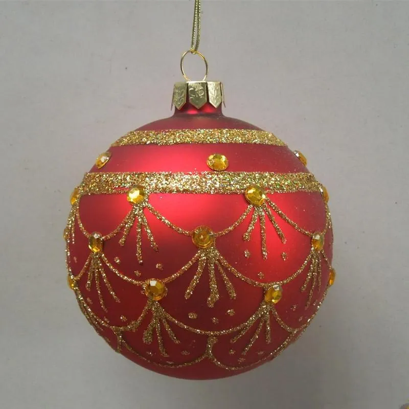 Party Decoration 8pcs/pack Diameter=8cm Red Series Handmade Glass Ball Christmas Day Globe Festival Friend Gift