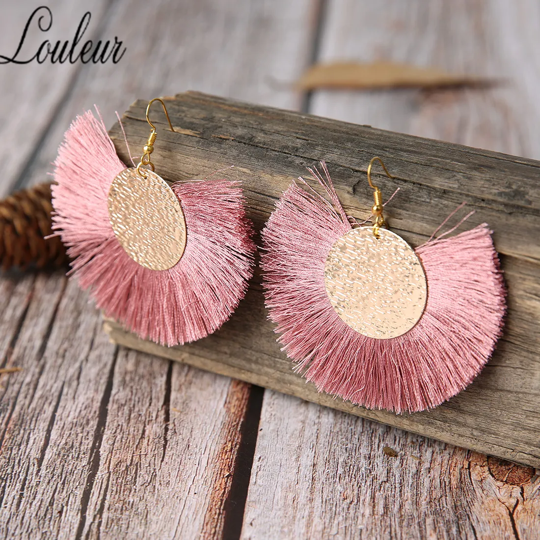 Louleur Orecchini pendenti rossi rosa neri Orecchini con nappe Orecchini in oro di grande dichiarazione Boho Gioielli indiani Estate