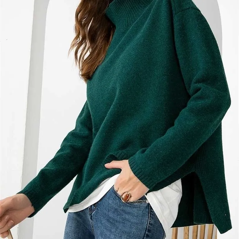 Autumn Winter basic oversize thick Sweater pullovers Women loose cashmere turtleneck Sweater Pullover female Long Sleeve 211103