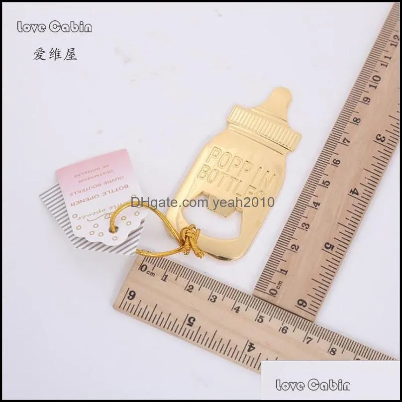 Party Favor Gold Nursing Bottle Shape Opener Wedding Supplies Baby Show Birthday Gifts 10pcs