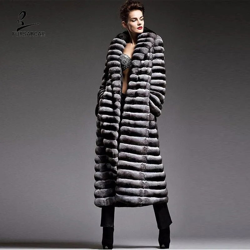 Kvinnors Fur Faux Fursarcar 2021 Lyxig Real Rex Coat Vinter Kvinnor Design Äkta Naturlig Lång Jacka Plus Size Outwear