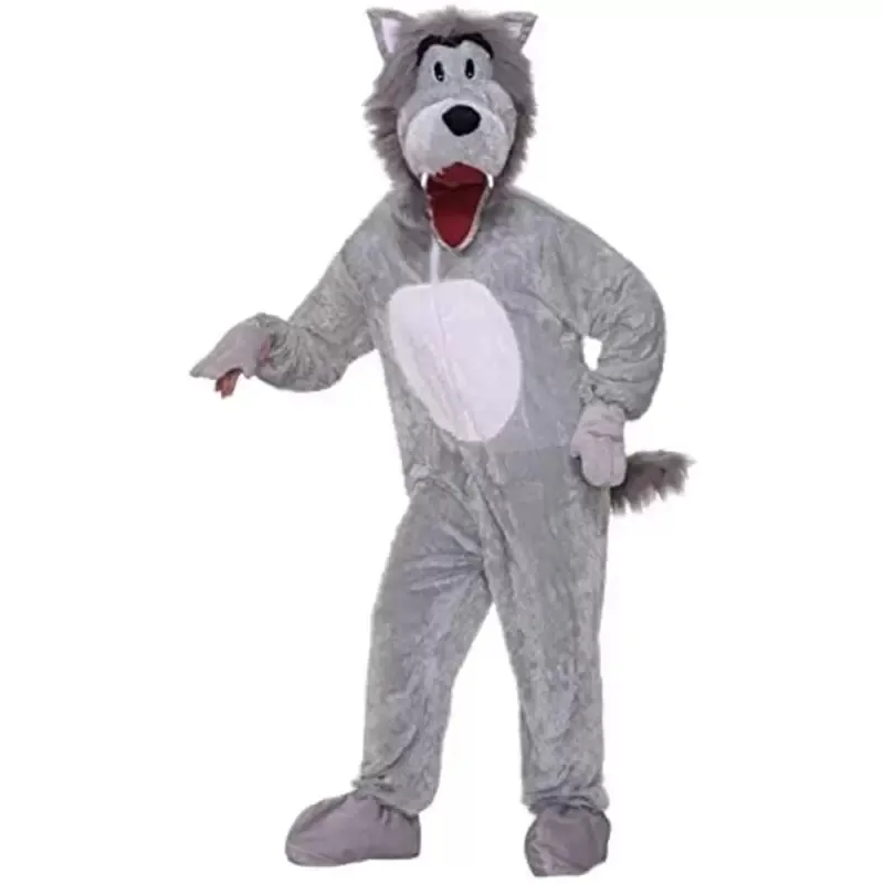 Grijze Wolf Pluche Fursuit Mascotte Kostuums Halloween Fancy Party Dress Cartoon Character Carnaval Xmas Pasen Reclame Verjaardag Party Kostuum Outfit