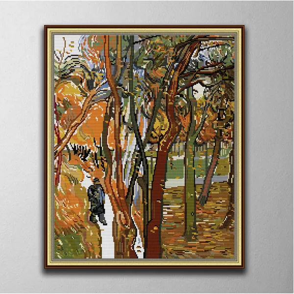 Van Gogh-The Walk Falling Folhas Home Decor Pinturas, Artesanato Cruz Artesanato Ferramentas Bordado Bordado Conjuntos Contados Impressão Em Lona DMC 14CT / 11CT