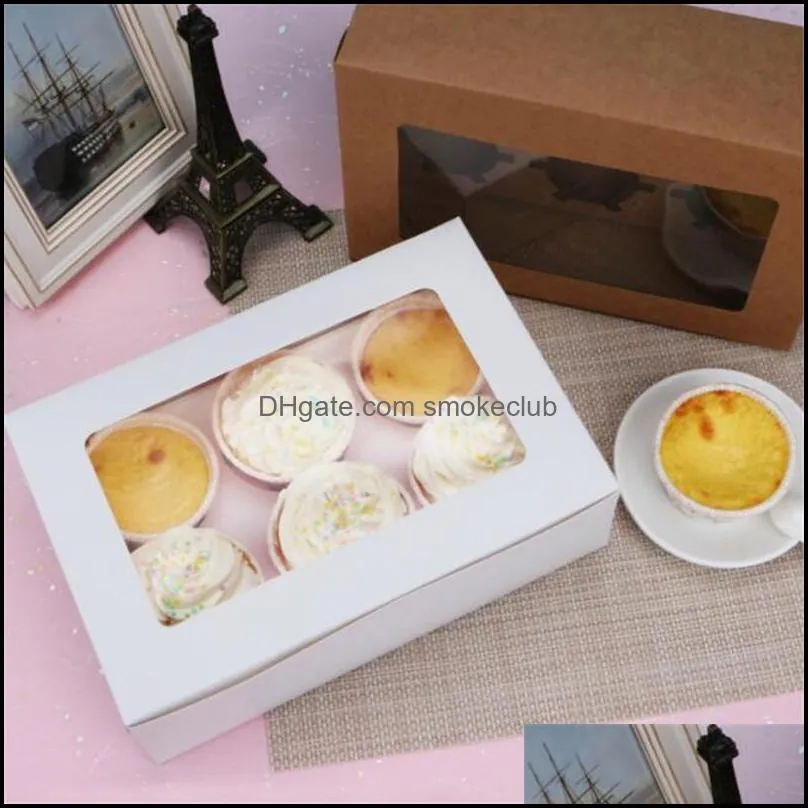 Gift Wrap 10Pcs/Lot White/Kraft Window Box Packing Boxes Candy/Cake/Cookie/Cupcake Display Wedding Birthday Party Kids