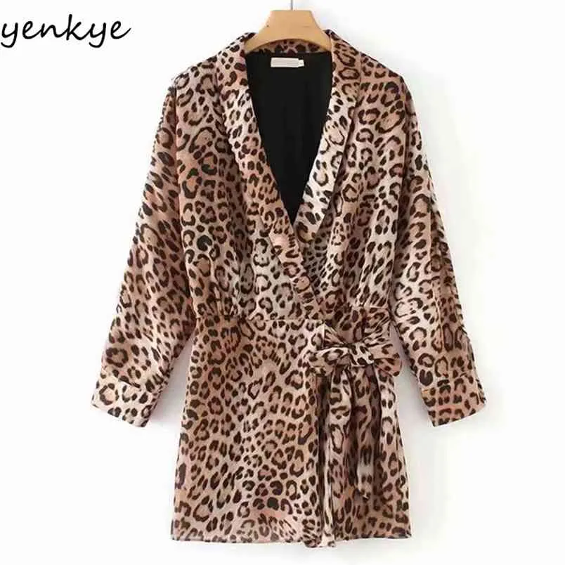 Vintage Leopard Jumpsuit Vrouwen Cross V-hals Lange Mouw Casual Sexy Overalls Korte Playsuit Plus Size Monos Mujer 210514