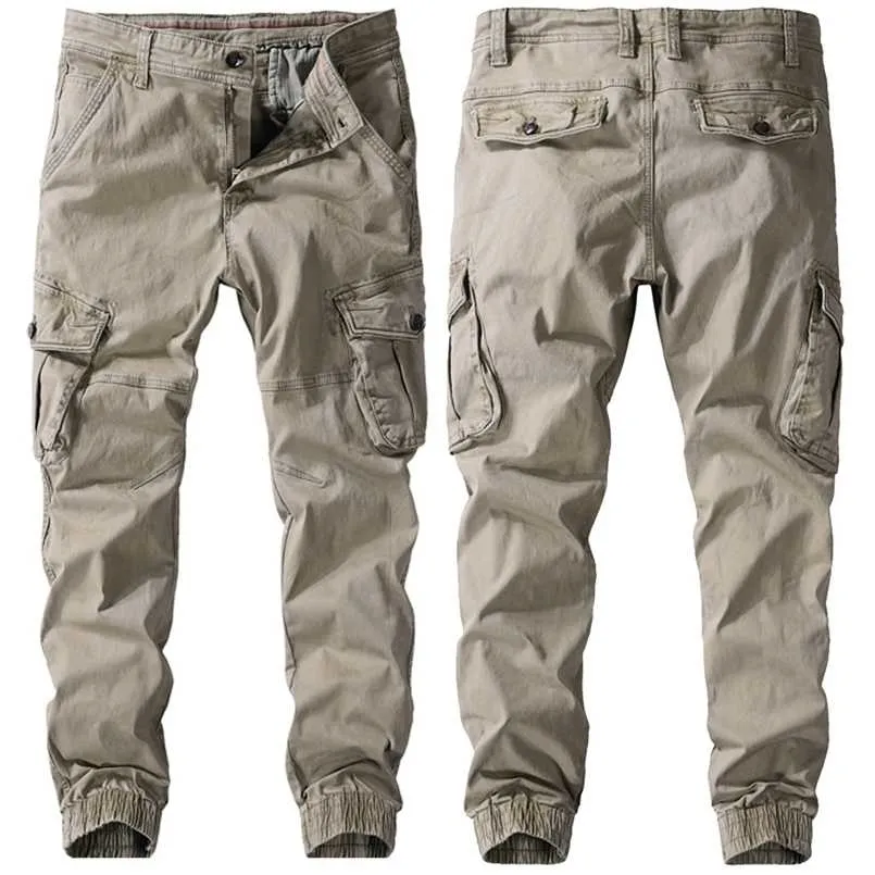 Mannen Lente Herfst Broek Puur Katoen Werkbroek Mens Cargo Broek Mode Kleding Militaire Broek Multi-Pockets Leger Broek 211201