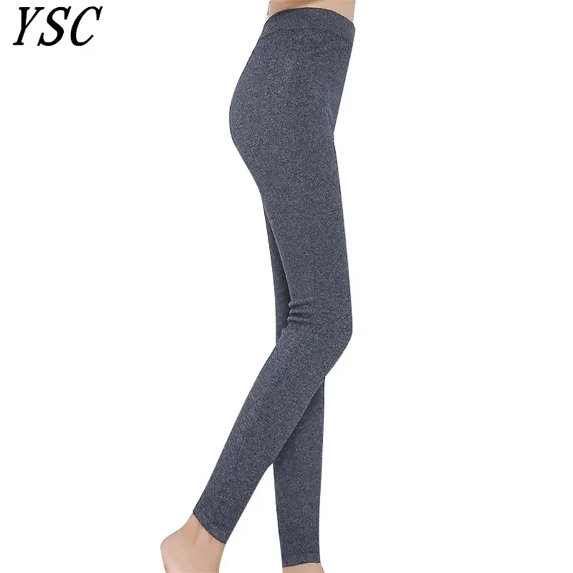 YSC vente d'hiver style Momen Cachemire Chaud Pantalon Tricoté Long Pure couleur Leggings Haute qualité Moyenne épaisseur 211204